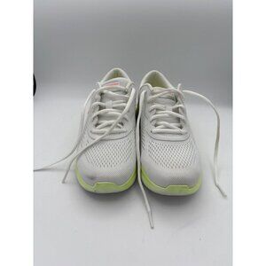 Skechers Womens Air-Cooled Memory Foam Athletic Shoes Size 7.5 White & Neon